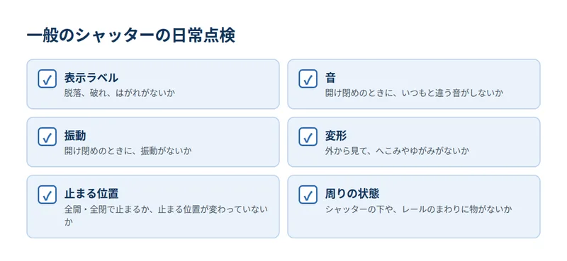 一般のシャッターの日常点検