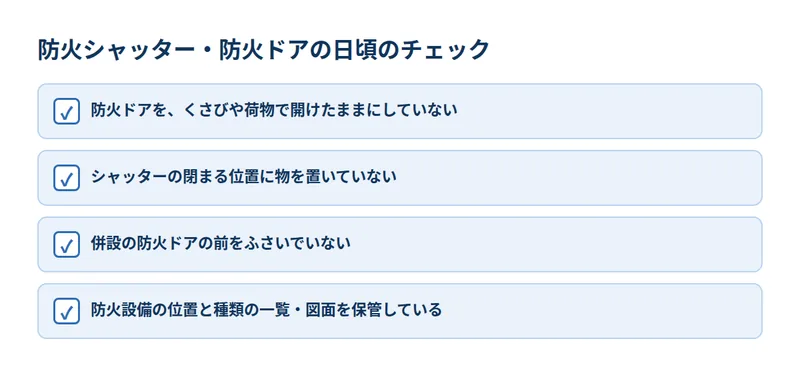 防火シャッター・防火ドアの日頃のチェック
