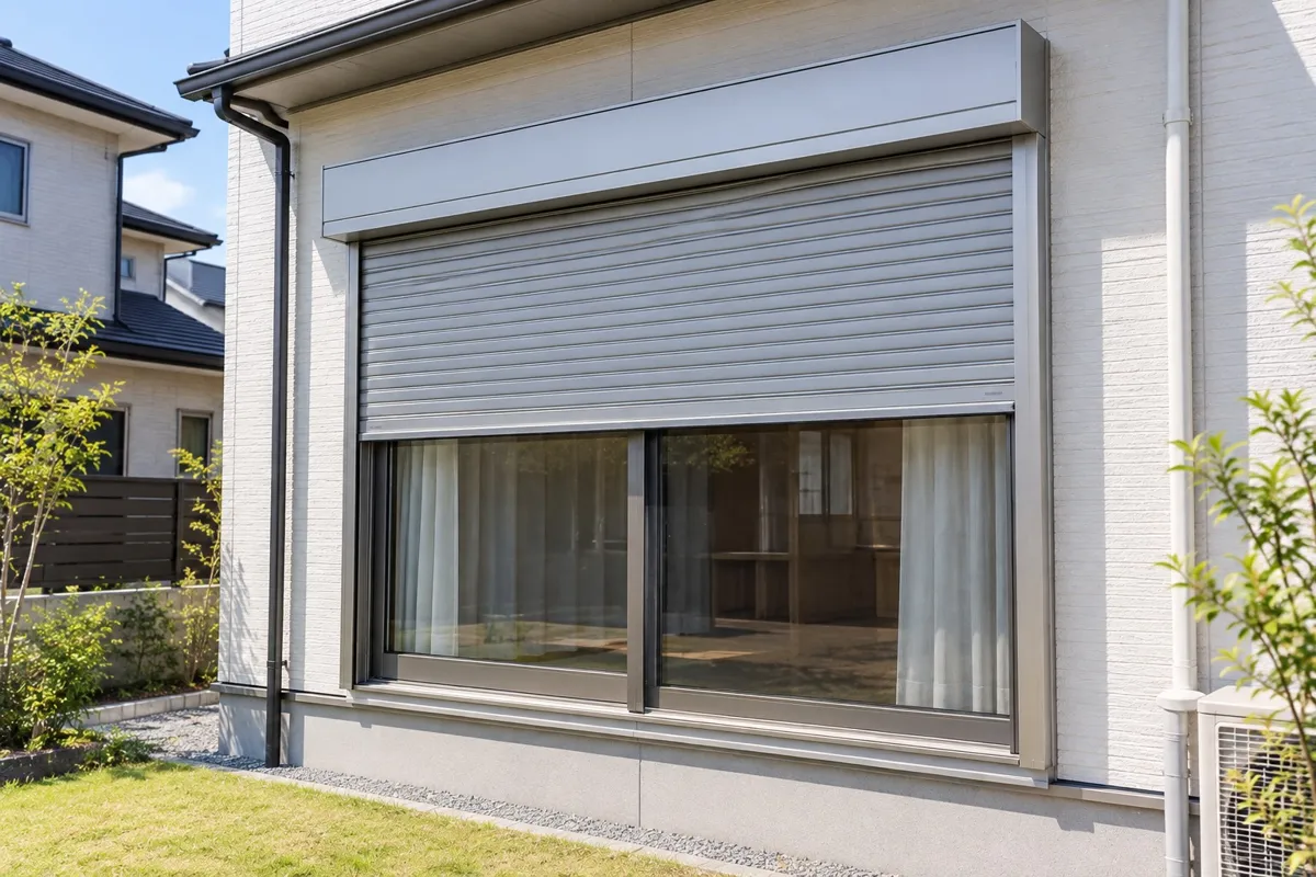 住宅のリビングの窓に取り付けたシャッター（イメージ）