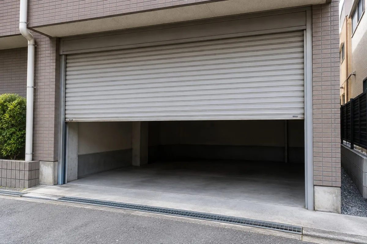半開きのまま止まったシャッター（イメージ）