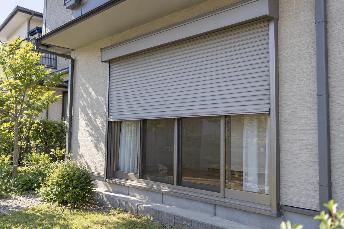 住宅の掃き出し窓の手動シャッター（イメージ）